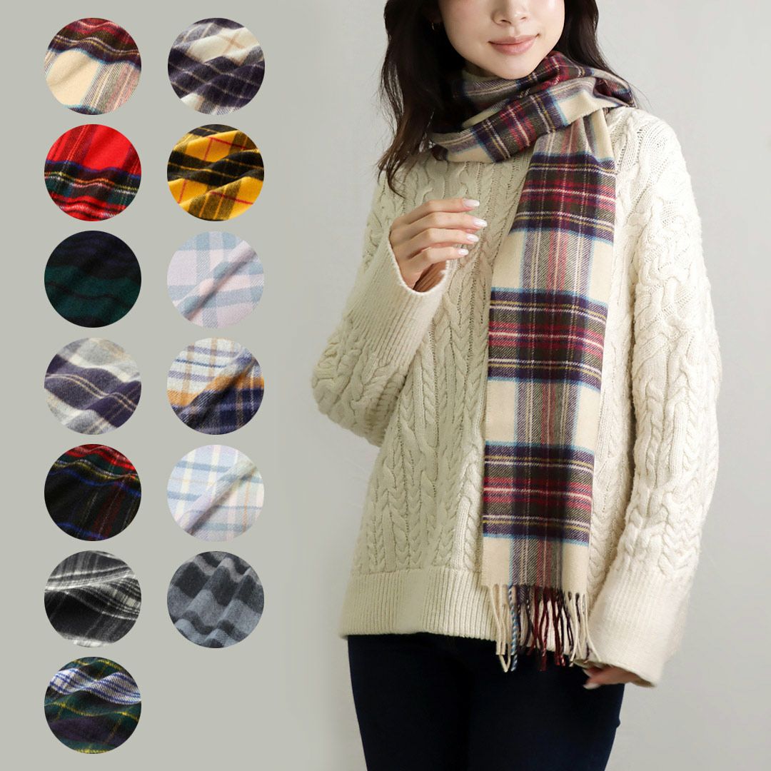 ジョンストンズ JOHNSTONS カシミア大判 タータンチェックストール 190