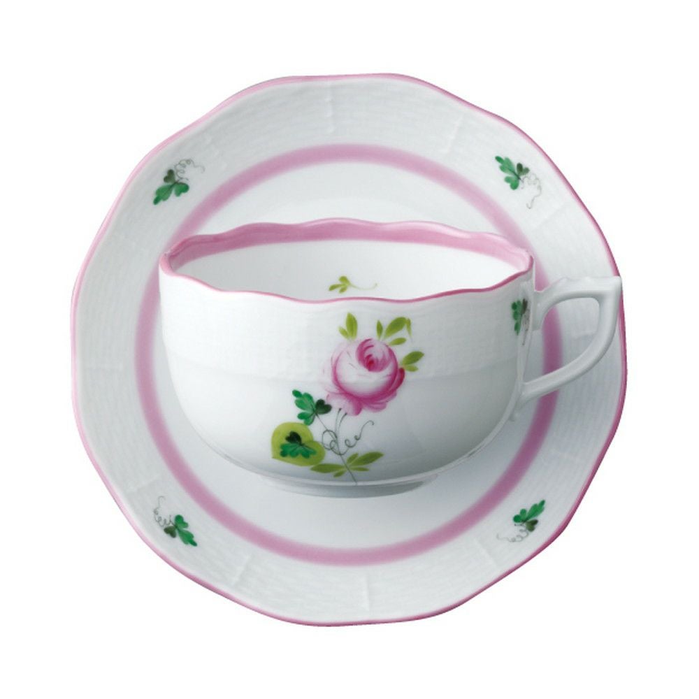 ヘレンド ティーカップ＆ソーサー HEREND ウイーンの薔薇 ピンク #724 【お取り寄せ】