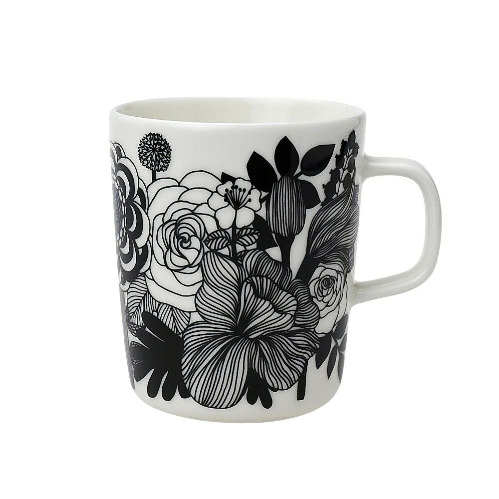 マリメッコ MARIMEKKO マグカップ 68423 197 SIIRTOLAPUUTARHA シイルトラプータルハ ホワイト/ブラック 250ml