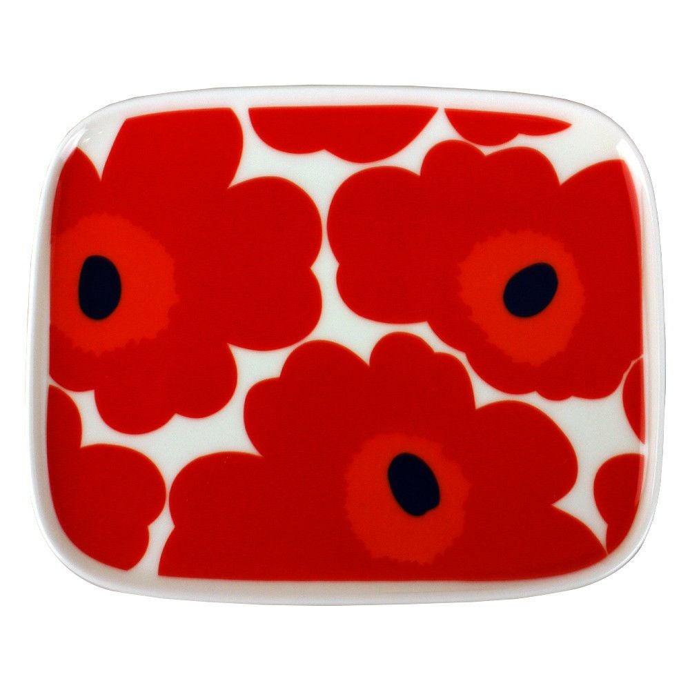 マリメッコ MARIMEKKO プレート スクエアプレート 063436 001 UNIKKO ウニッコ　ホワイト/レッド 15x12cm