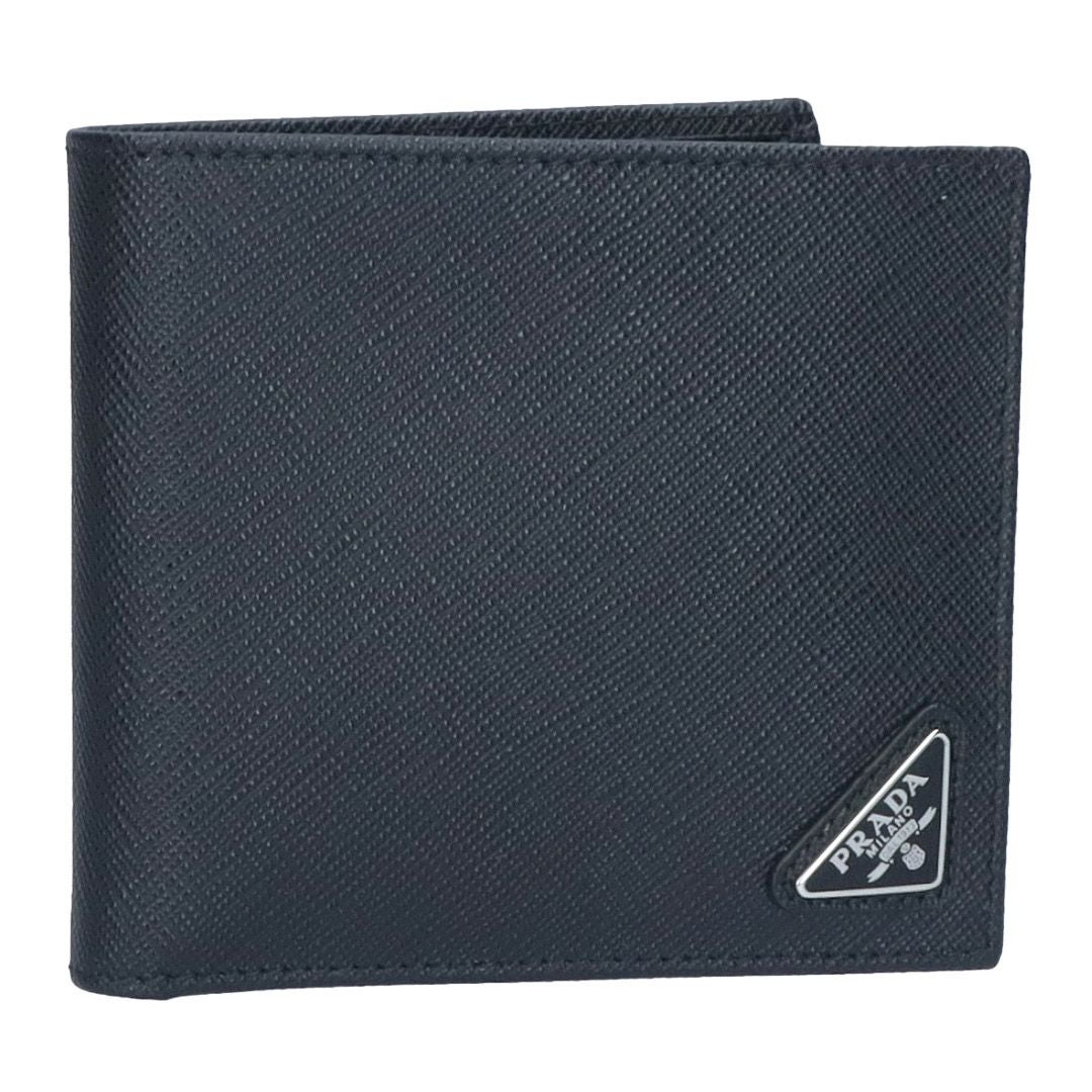 PRADA プラダ ロゴプレート サフィアーノレザー コンパクトウォレット 財布 2MH041 ブラック 楽天市場】【新品】 プラダ 二つ折り財布 サフィアーノ タブ レザー