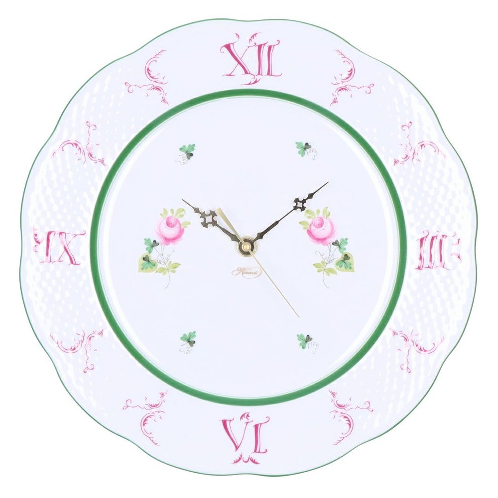 ヘレンド HEREND 皿時計 掛け時計 壁掛け時計 ウィーンの薔薇 VIEILLE ROSE D’HABSBOURG ヴィエイユ・ローズ・ハプスブルク VRH ウォールクロック 527