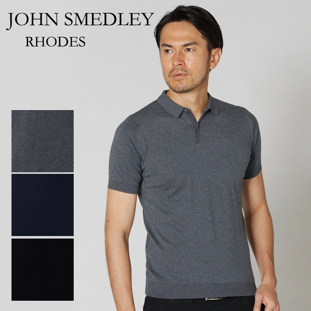 LEO　極美品　ジョンスメドレー　メンズ　黒　ポロシャツ　M JOHN SMEDLEY（ジョンスメドレー） ポロシャツ JOHN SMEDLEY BELPER
