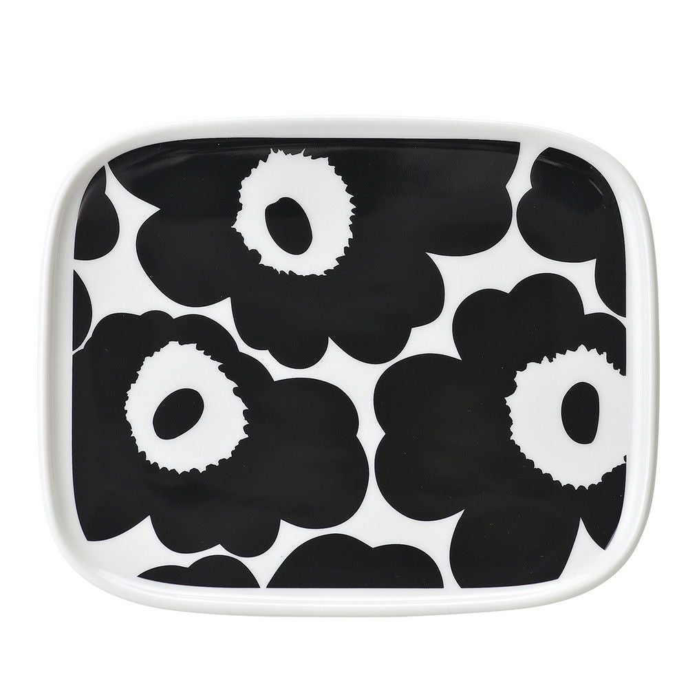 マリメッコ スクエアプレート 【UNIKKO】 71067 15×12cm 190 WHITE/BLACK MARIMEKKO
