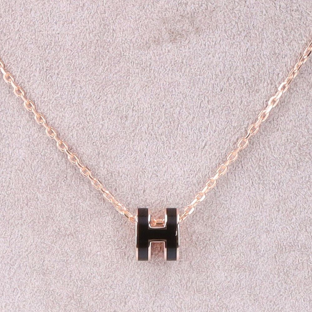 エルメス HERMES ネックレス ポップアッシュH ミニ H147992FO NOIR/PINK GOLD