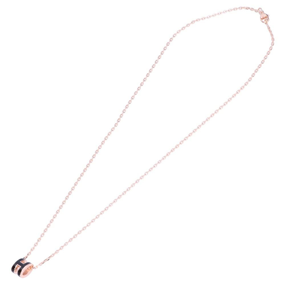 エルメス HERMES ネックレス ポップアッシュH ミニ H147992FO NOIR/PINK GOLD