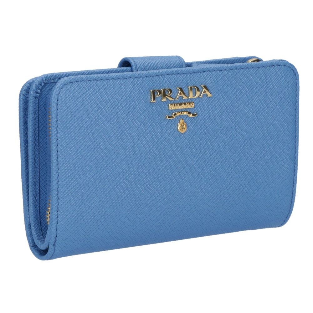 プラダ　財布　キルティング　ブルー　折財布 PRADA（プラダ） 財布 アウトレット パスケース付 長財布 1M1132