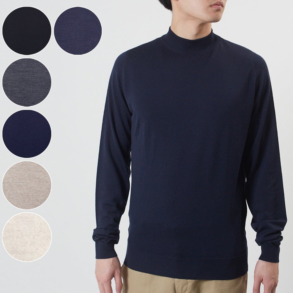 ジョンスメドレー JOHN SMEDLEY メンズ モックネックセーター HARCOURT ハーコート ニット 30ゲージ エクストラファインメリノウール
