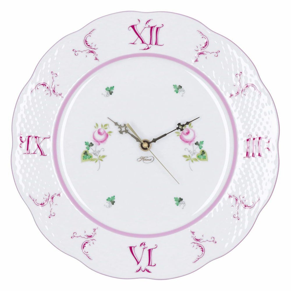ヘレンド HEREND 皿時計 掛け時計 壁掛け時計 ウィーンの薔薇 VIEILLE ROSE D’HABSBOURG ヴィエイユ・ローズ・ハプスブルク VRH-X4 ウォールクロック 527 ピンク