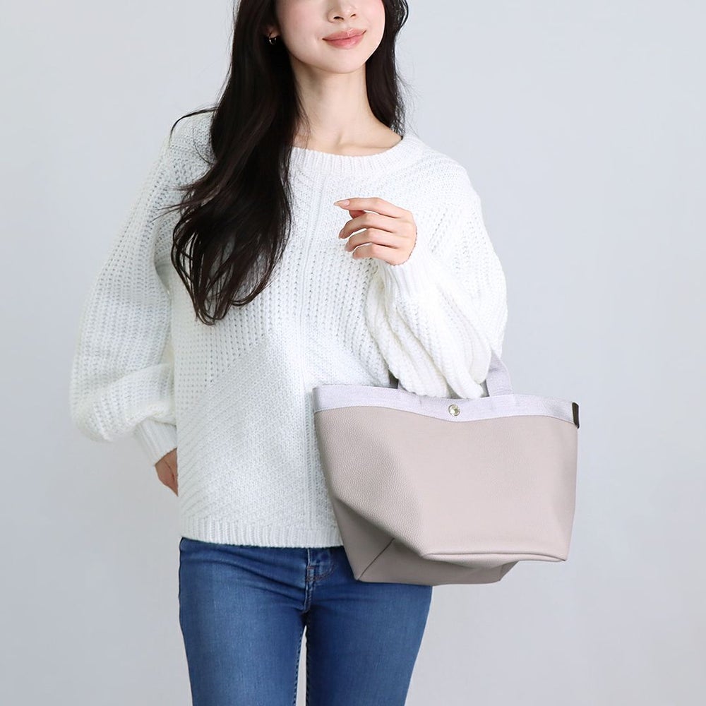 エルベシャプリエ バッグ トートバッグ リュクスライン 707GP リュクス舟型トート（M） ベージュ系(6381 MASTIC/ARGENT) HERVE CHAPELIER