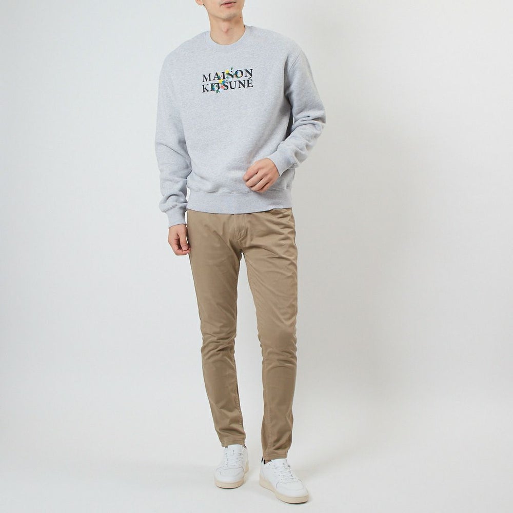 メゾンキツネ MAISON KITSUNE メンズ トレーナー スウェット FLOWERS COMFORT SWEATSHIRT LM00308KM0307 グレー