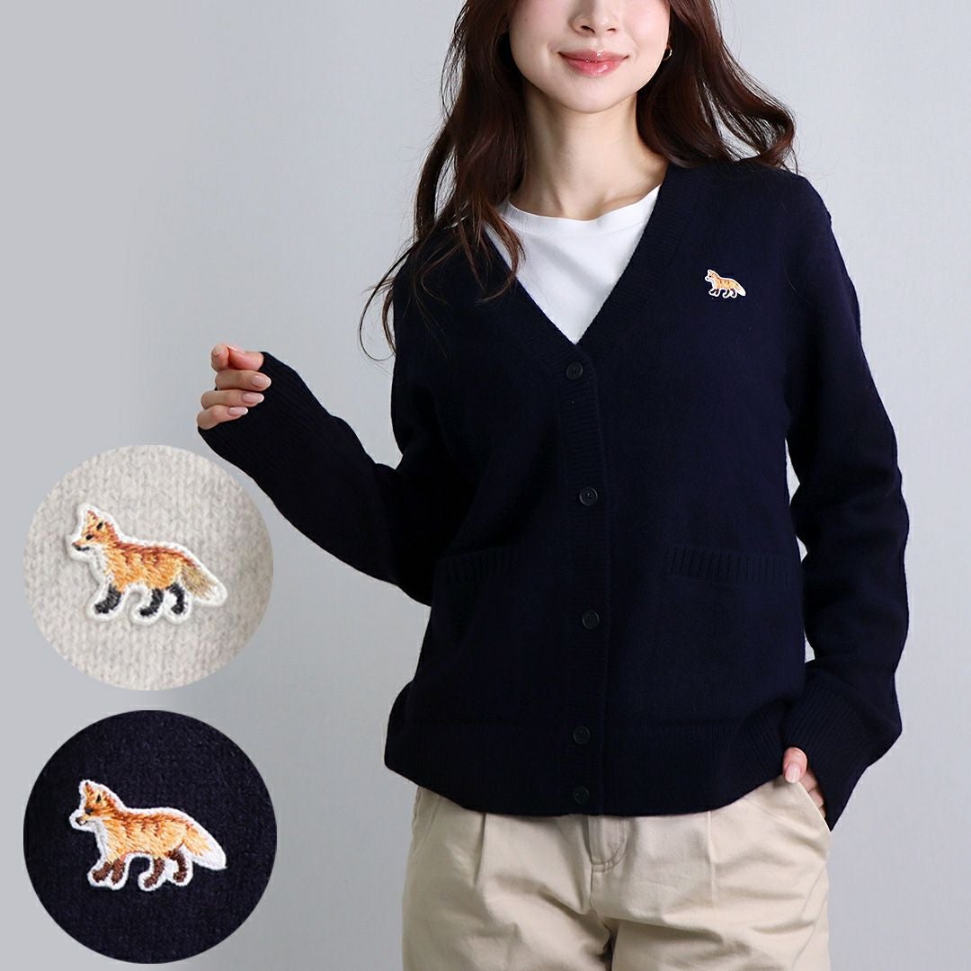 【MAISON KITSUNÉ】ブラック ウール100%カーディガン S MAISON KITSUNE（メゾン キツネ） カーディガン メンズ フォックス