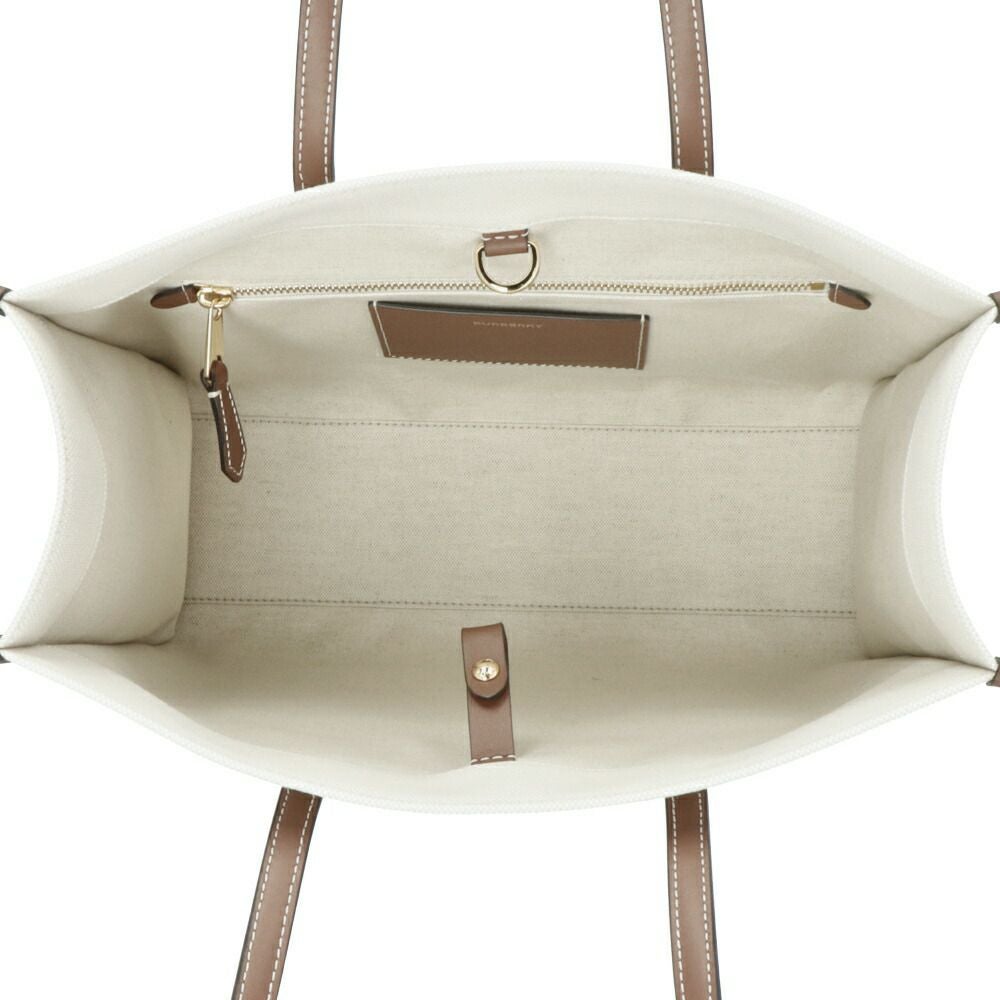 バーバリー BURBERRY トートバッグ スモール ツートン キャンバス＆レザー 8044138 NATURAL/TAN