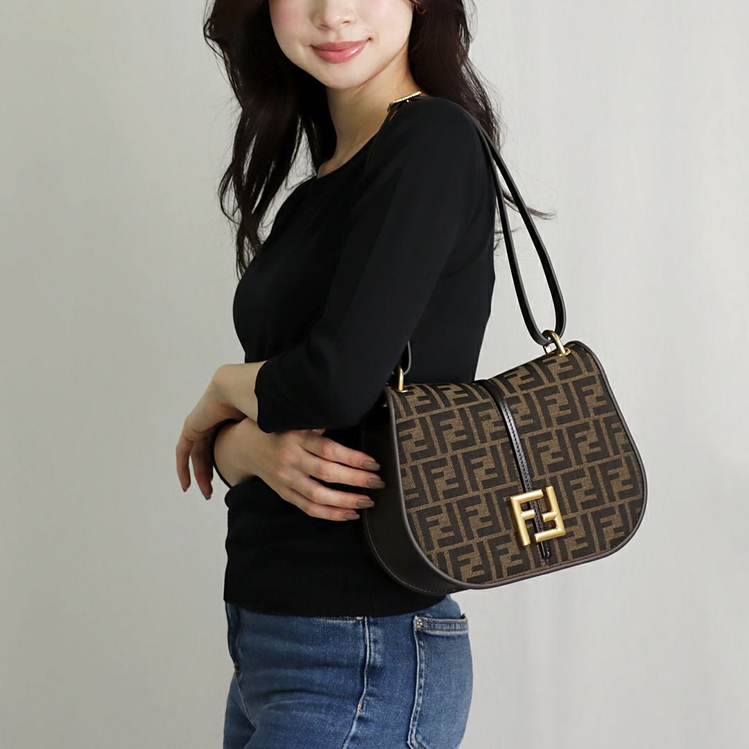 FENDI フェンディ ズッカ柄 ショルダーバッグ ハンドバッグ 2Way 鍵