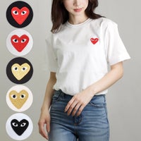 コムデギャルソン COMME DES GARCONS ユニセックス メンズ レディース 半袖Tシャツ PLAY RED/GOLD HEART ワンポイント Tシャツ AZ-T216