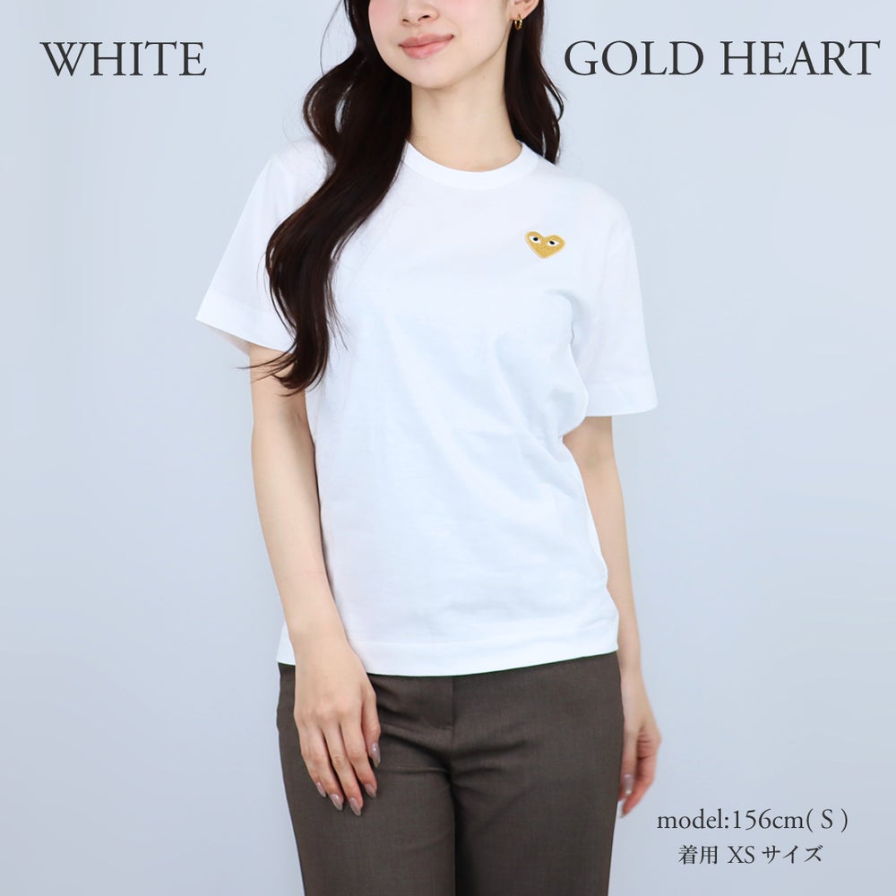 コムデギャルソン COMME DES GARCONS ユニセックス メンズ レディース 半袖Tシャツ PLAY RED/GOLD HEART ワンポイント Tシャツ AZ-T216