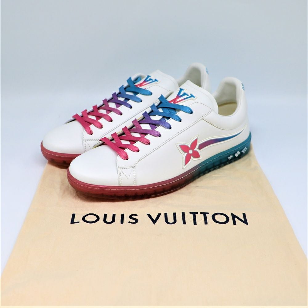 【リユース品】 ルイヴィトン LOUIS VUITTON 靴 スニーカー レディースシューズ ルクセンブルグ サモトラケ・ライン　ローカットスニーカー ホワイト/ピンク×ブルー サイズ7 【お取り寄せ】