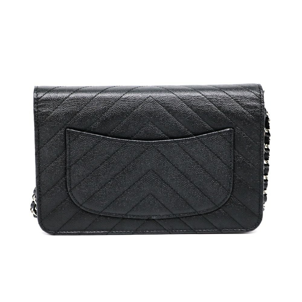 【リユース品】 シャネル CHANEL バッグ ショルダーバッグ Vステッチチェーンウォレット ブラック/シルバー金具 【お取り寄せ】