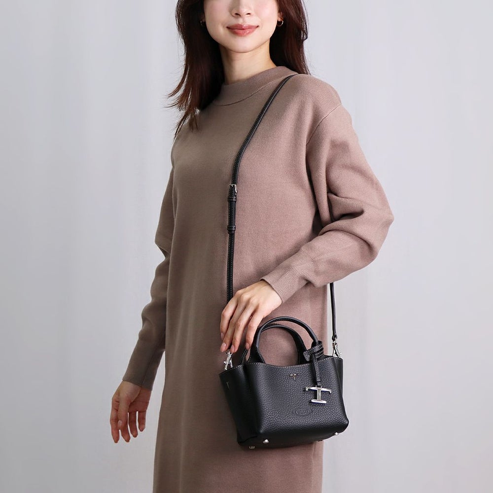 トッズ TOD’S 2WAYバッグ Tタイムレス XBWAPAFL000QRI B999 NERO マイクロ