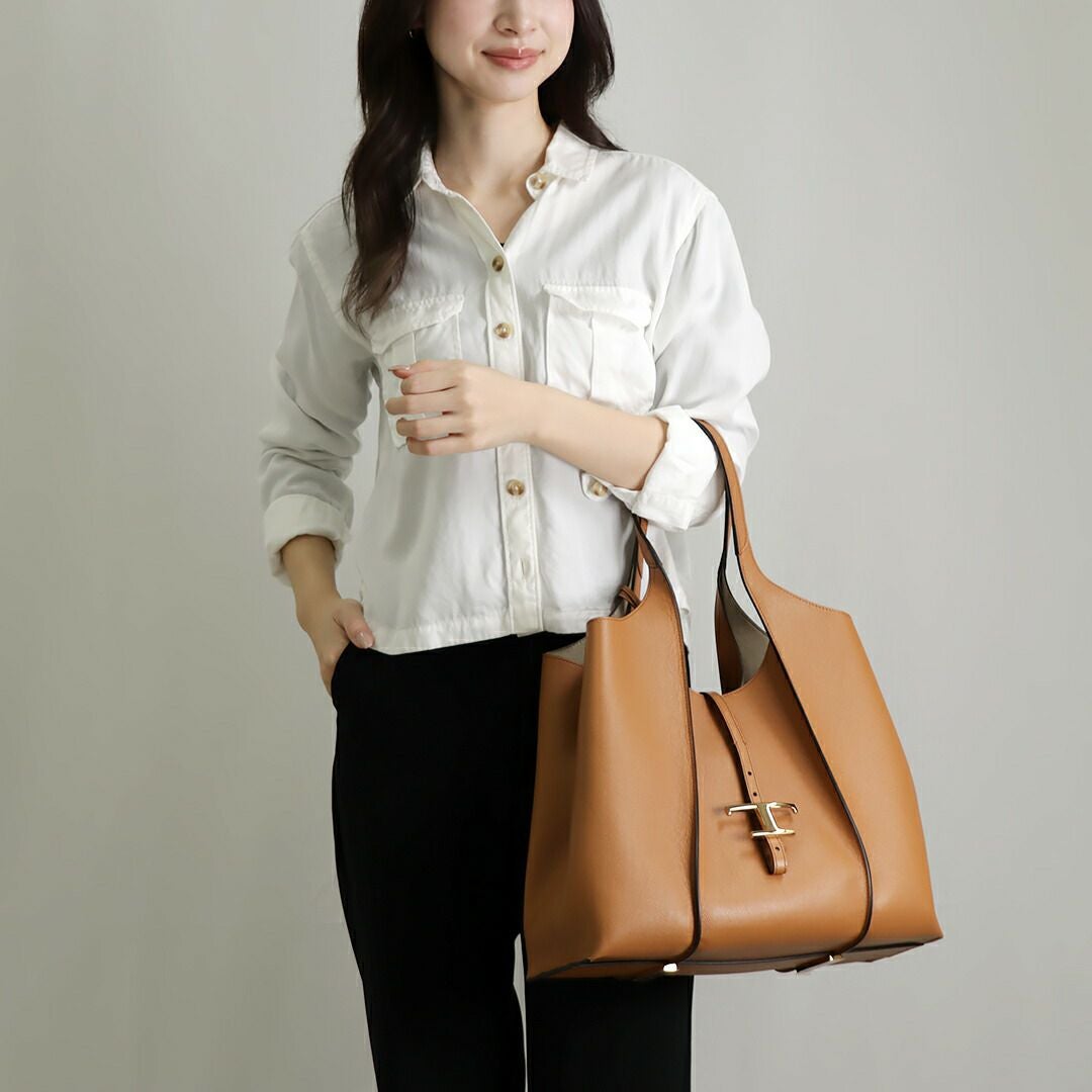 トッズ TOD'S トートバッグ レザーショッピングバッグ ミディアム T