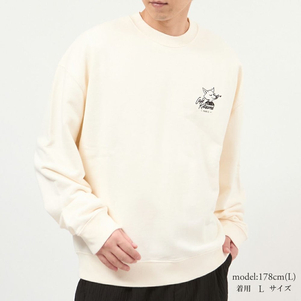 メゾンキツネ MAISON KITSUNE メンズ レディース スウェットトレーナー リラックス スウェットシャツ カフェ キツネ CKMU00301KM0330 P709 TAPIOCA