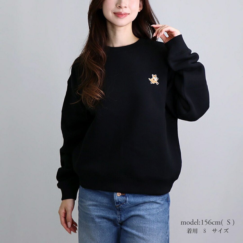 メゾンキツネ MAISON KITSUNE レディース スウェットトレーナー スピーディ フォックスパッチ コンフォート スウェットシャツ MW00309KM0307 BLACK