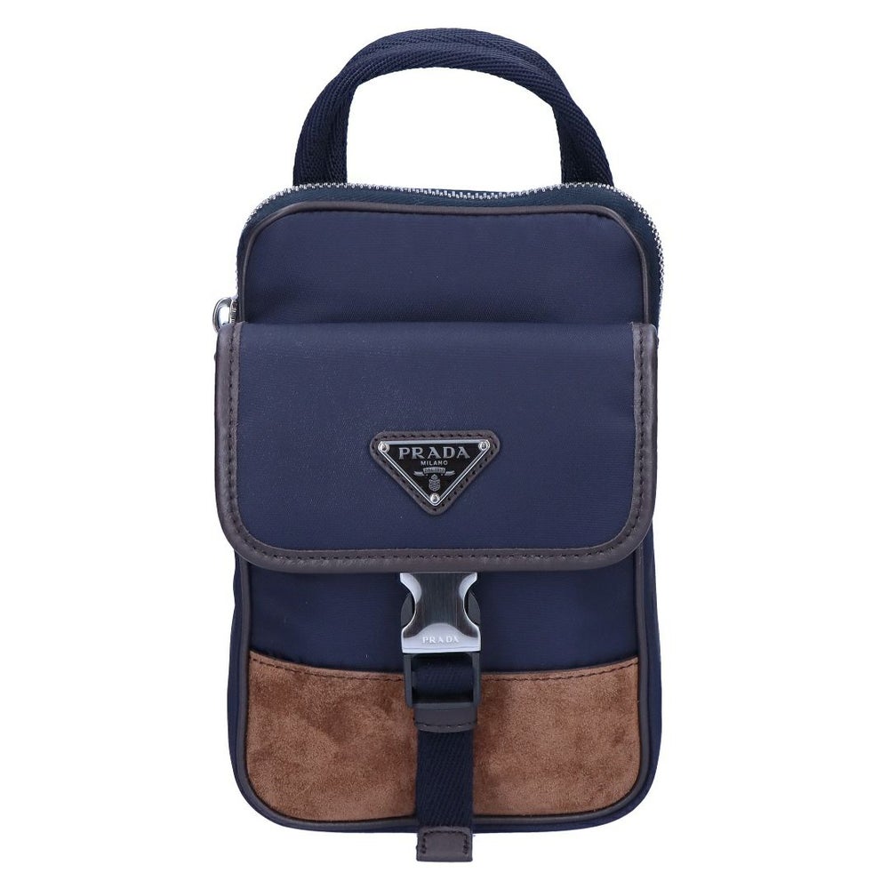 プラダ PRADA ショルダーバッグ スマホケース スマホショルダー スマホポーチ スマートフォン ポーチ TESSUTO+CAMOS 2ZH194 384 F0C1B BLU+CAFFE