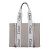 クロエ CHLOE トートバッグ WOODY ウッディ MEDIUMミディアム CHC25SS383 O81 074 SHINY GREY
