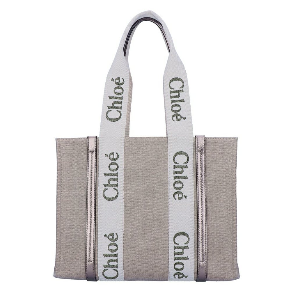 クロエ CHLOE トートバッグ WOODY ウッディ MEDIUMミディアム CHC25SS383 O81 074 SHINY GREY