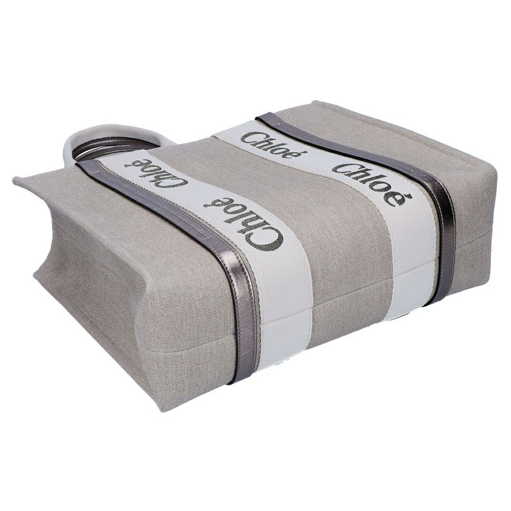 クロエ CHLOE トートバッグ WOODY ウッディ MEDIUMミディアム CHC25SS383 O81 074 SHINY GREY