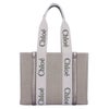 クロエ CHLOE トートバッグ WOODY ウッディ MEDIUMミディアム CHC25SS383 O81 074 SHINY GREY