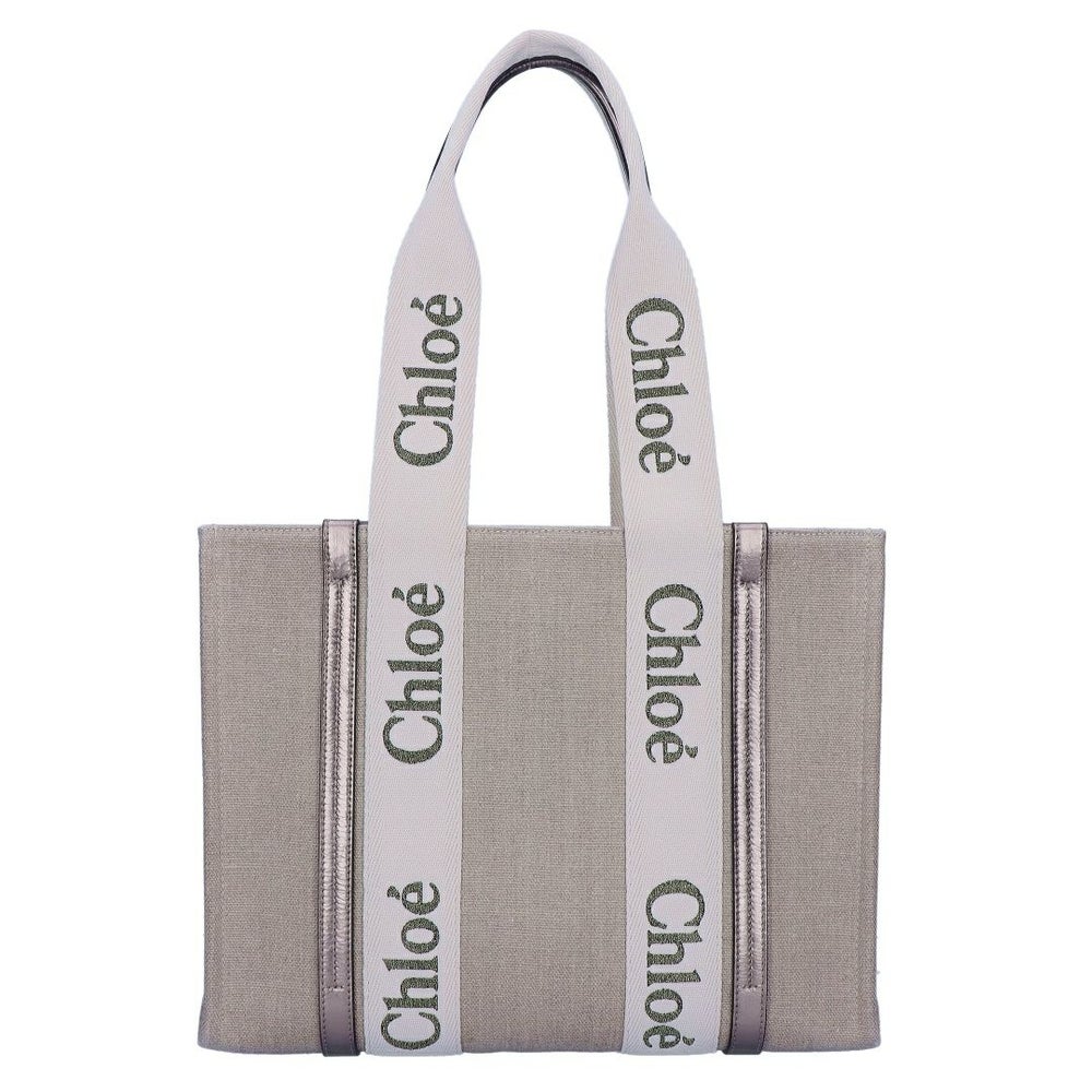 クロエ CHLOE トートバッグ WOODY ウッディ MEDIUMミディアム CHC25SS383 O81 074 SHINY GREY