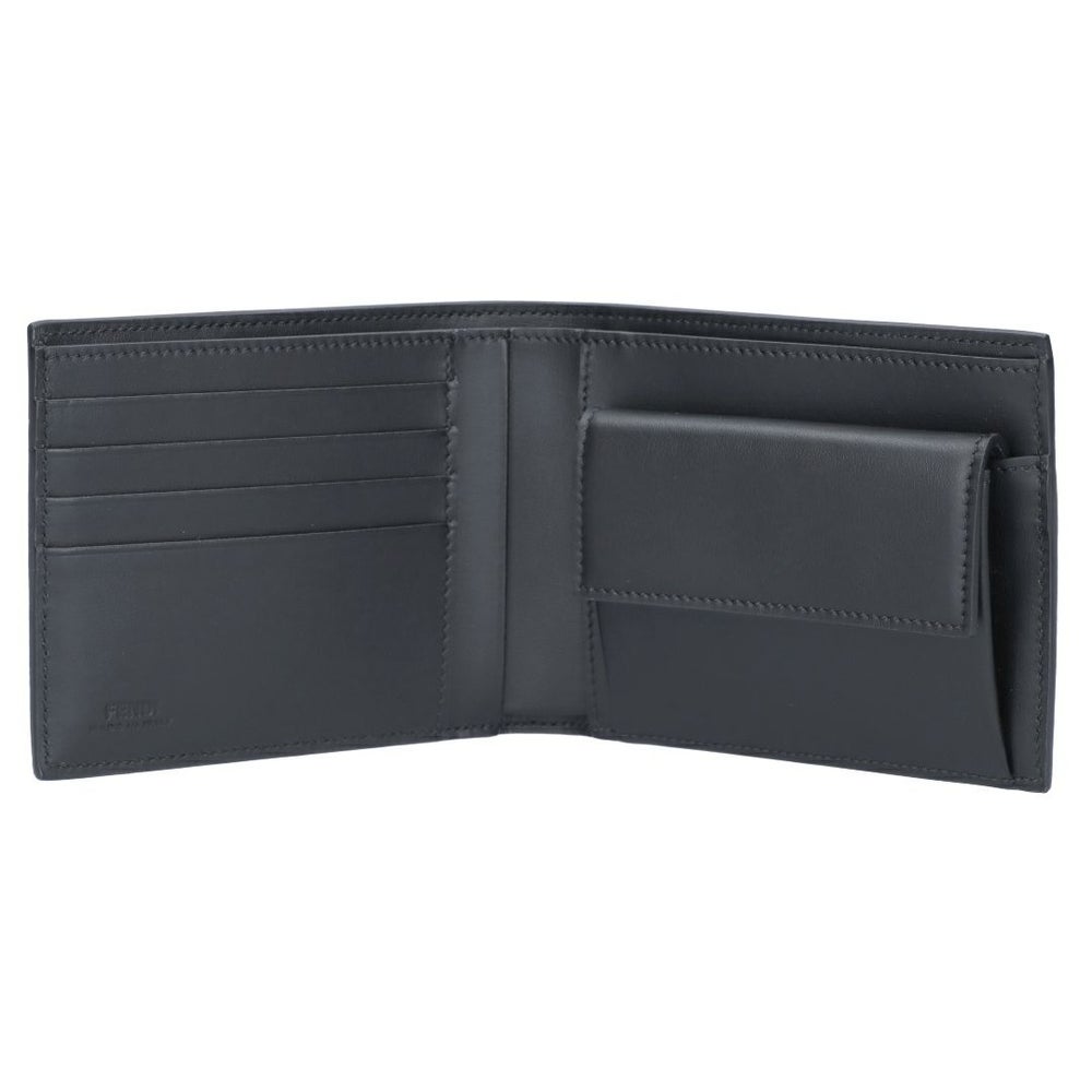 フェンディ FENDI メンズ 折財布 二つ折財布 小銭入れ付き 7M0001 A9XS F0R2A VIT CENTURY NERO SUNFL 【お取り寄せ】