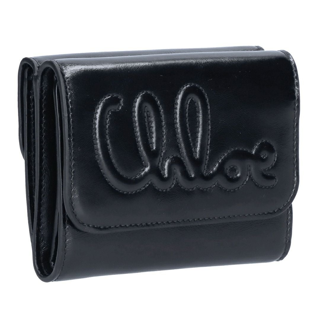 Chloe クロエ 三つ折り財布 ブラック コンパクトウォレット ミニ財布 黒 Chloe（クロエ） ALPHABET SMALL TRIFOLD WALLET 三つ折り財布