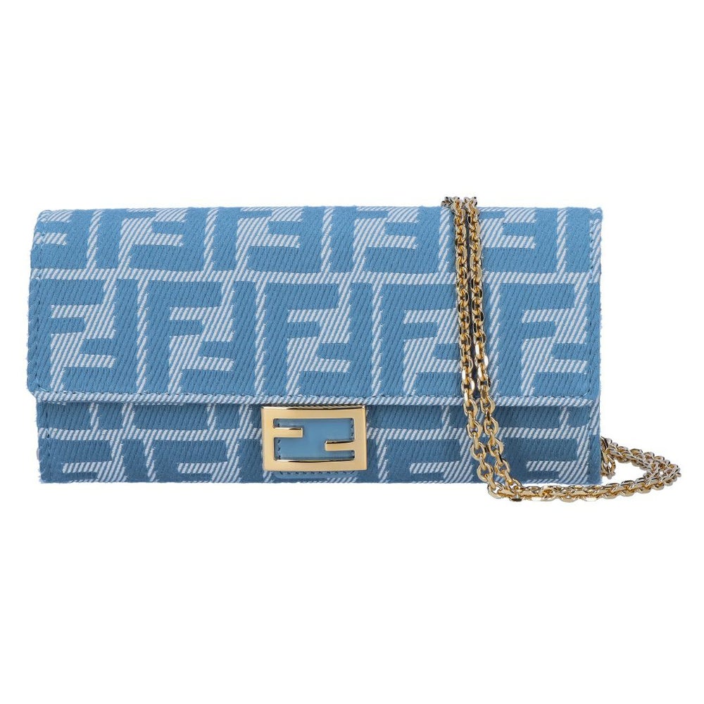 フェンディ FENDI 長財布 チェーンウォレット DENIM ブルーデニム調FFジャカード 8M0365 AUNJ F1SKL CARF WHITE BLUE+