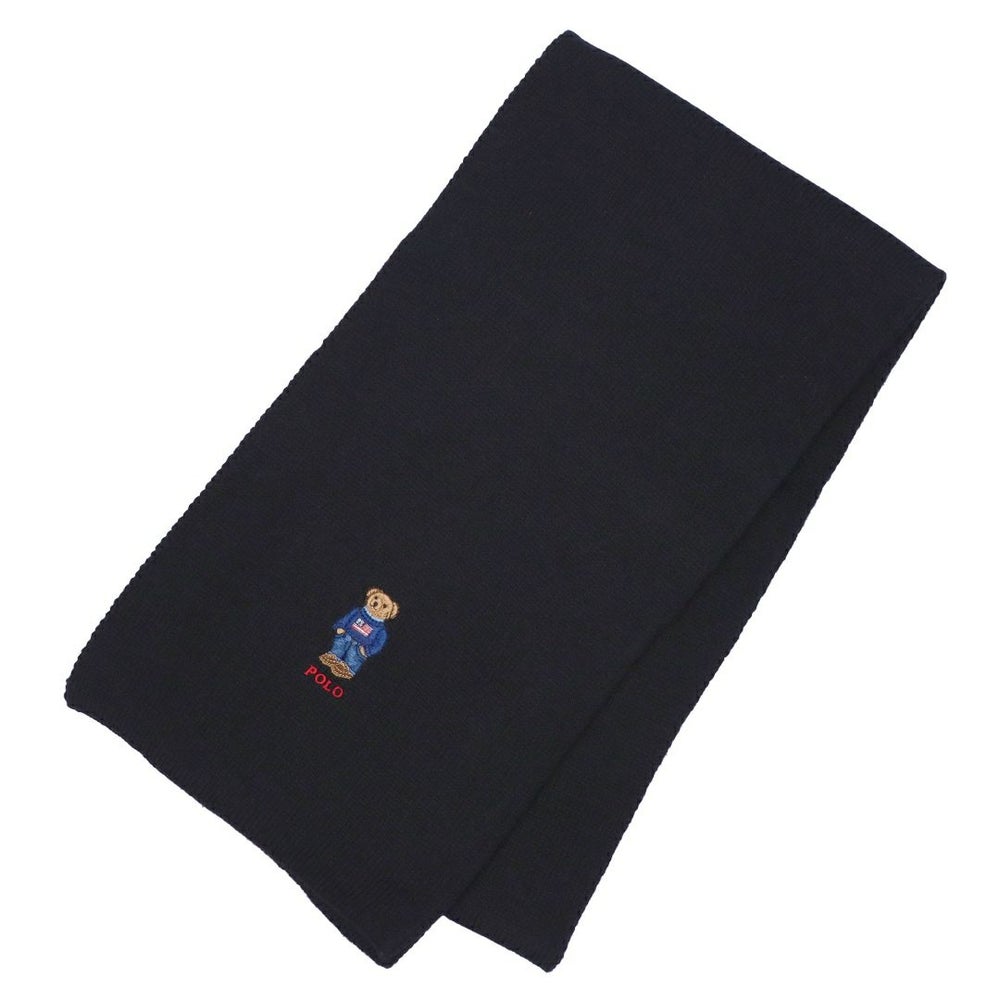ポロ ラルフローレン POLO RALPH LAUREN ニット帽 ビーニー マフラー 2点セット テディベア ポロベア ロゴ刺繍 PC1367 ブラック