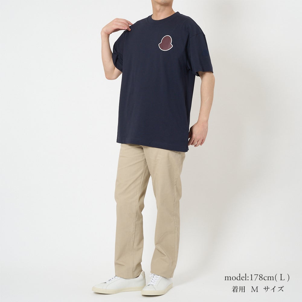 モンクレール MONCLER メンズ 半袖 Tシャツ 8C00057 89AUG クルーネック ワッペン