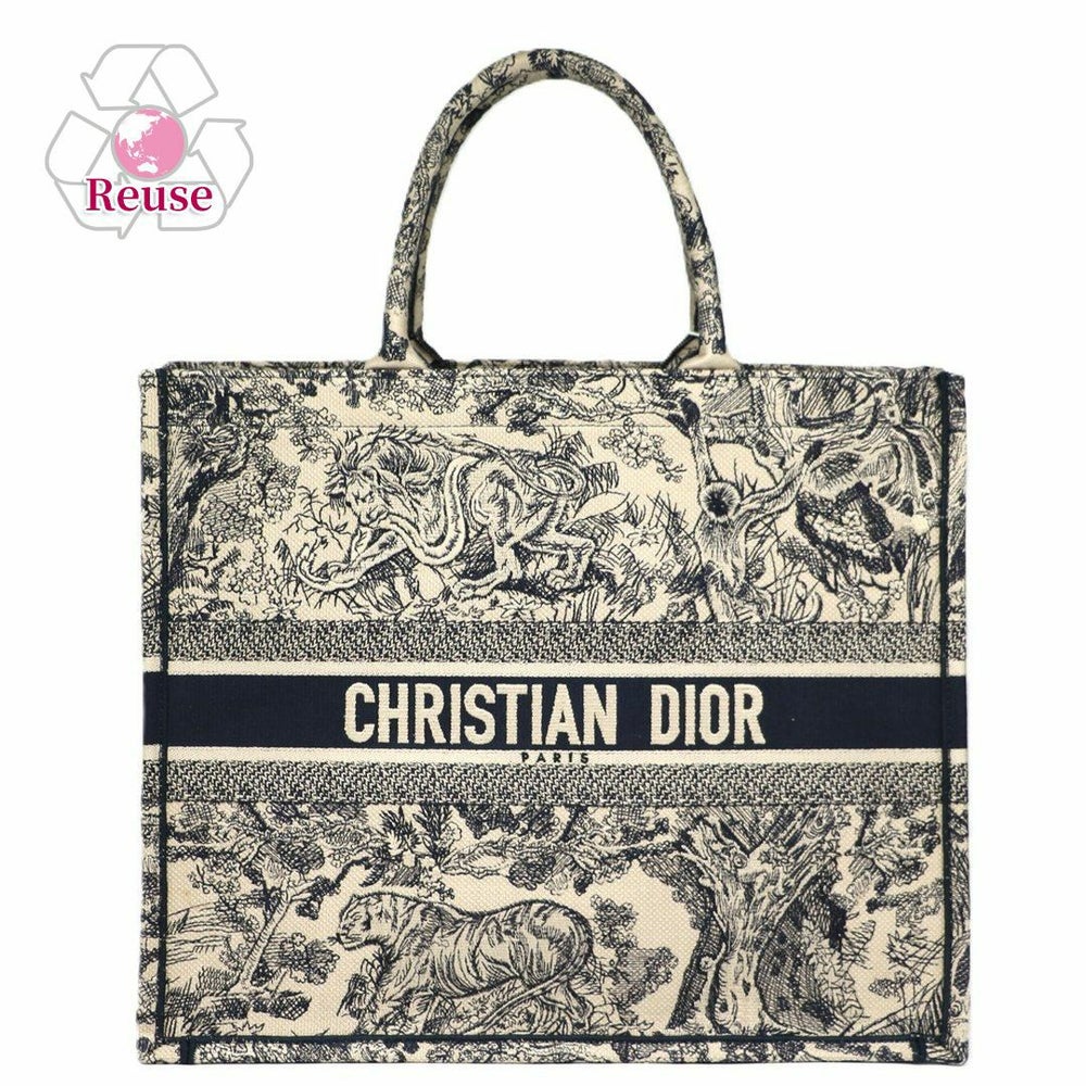 【リユース品】 ディオール DIOR バッグ トートバッグ ブックトート　ラージ ブラック/ホワイト 【お取り寄せ】