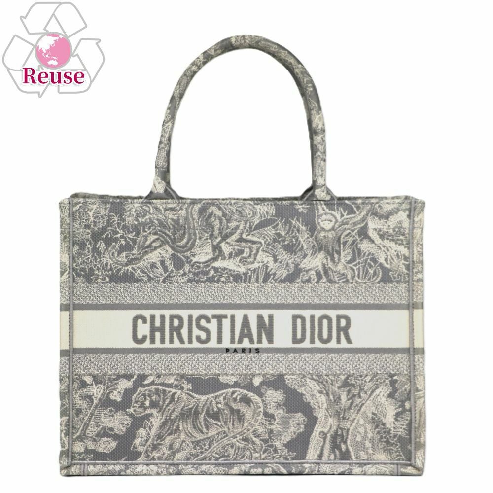 【リユース品】 ディオール DIOR バッグ トートバッグ ブックトート　ミディアム グレー系/ホワイト 【お取り寄せ】