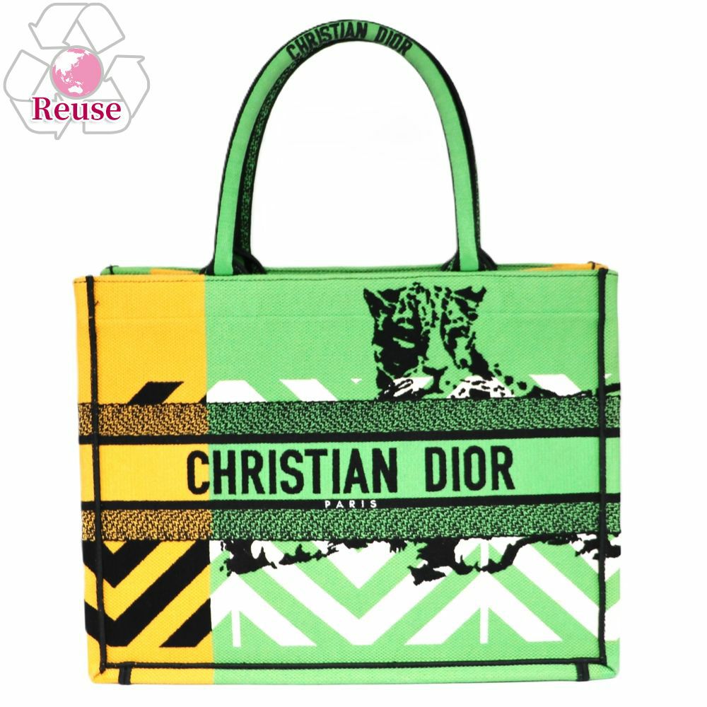 【リユース品】 ディオール DIOR バッグ トートバッグ ブックトート ミディアム グリーン系/イエロー系 【お取り寄せ】