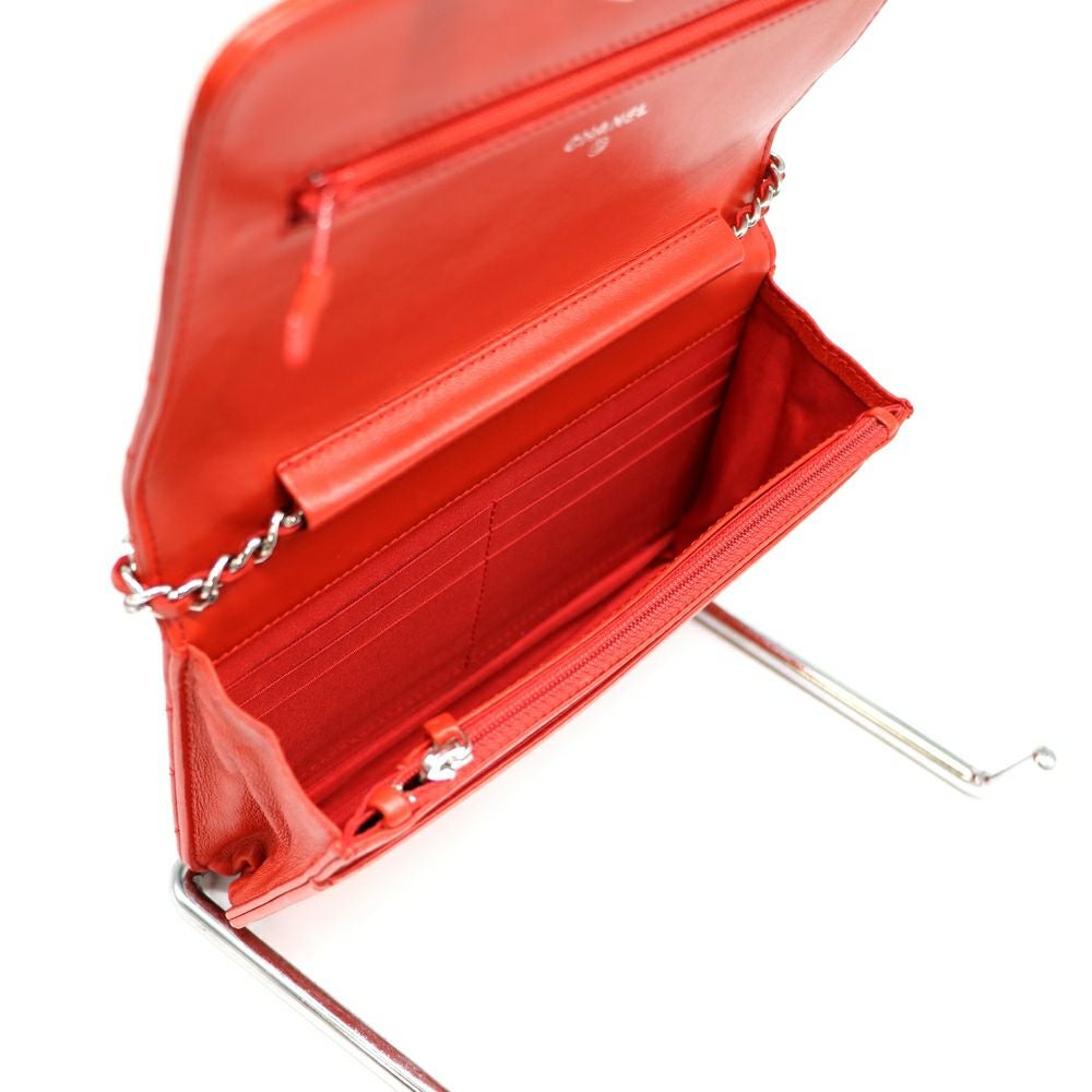 【リユース品】 シャネル CHANEL バッグ ショルダーバッグ マトラッセチェーンウォレット レッド/シルバー金具 【お取り寄せ】