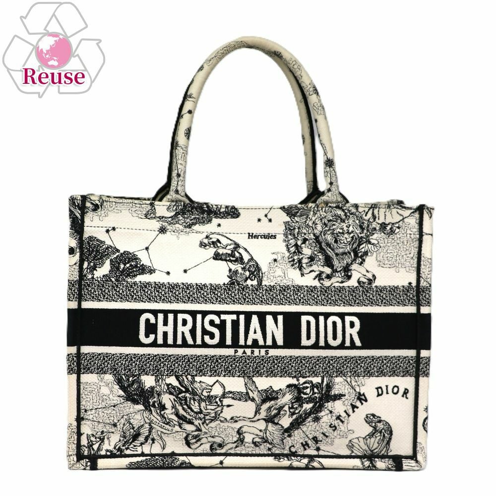 【リユース品】 ディオール DIOR バッグ トートバッグ ブックトート ミディアム ブラック/ホワイト 【お取り寄せ】
