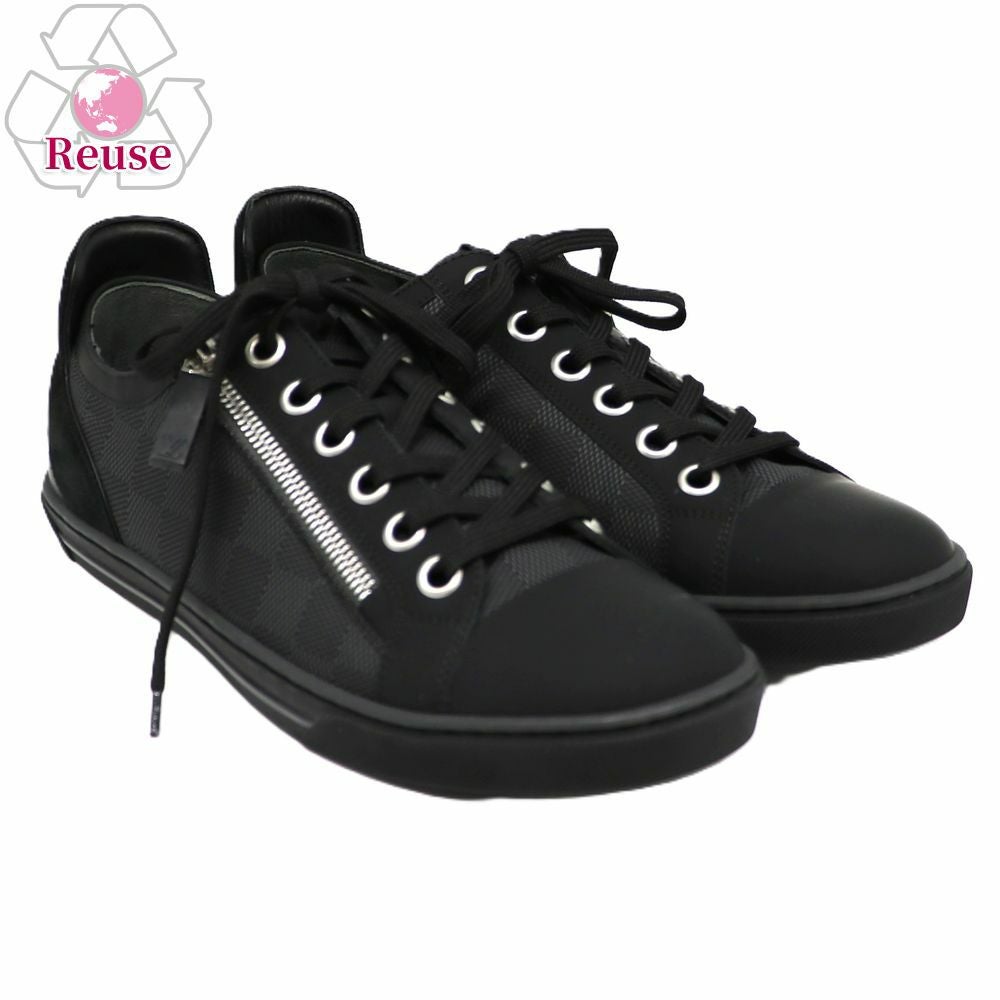 【リユース品】 ルイヴィトン LOUIS VUITTON 靴 メンズシューズ スニーカー ダミエ・グラフィット サイドジップスニーカー ブラック 【お取り寄せ】