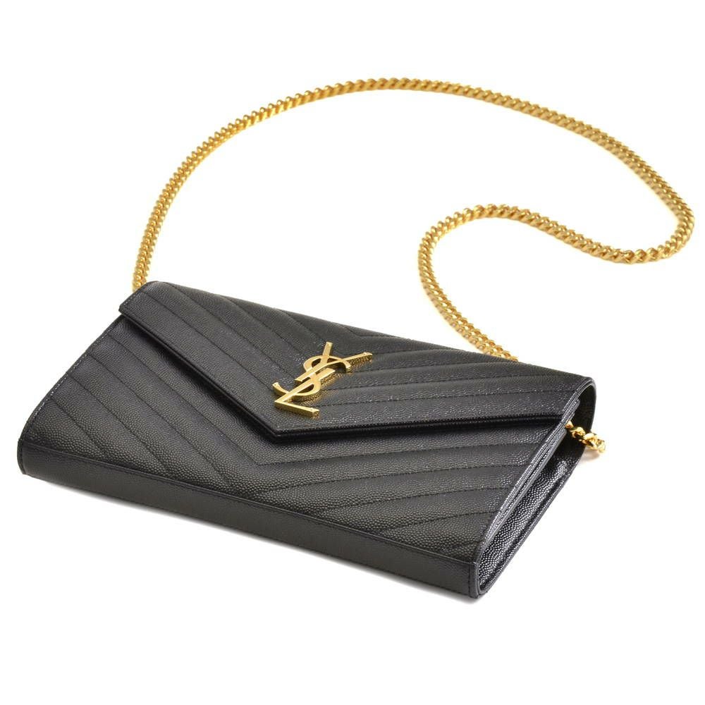 サンローランパリ SAINT LAURENT PARIS 財布 チェーンウォレット 377828-BOW01 1000 【MONOGRAMME SAINT LAURENT MATELASSE】 NERO