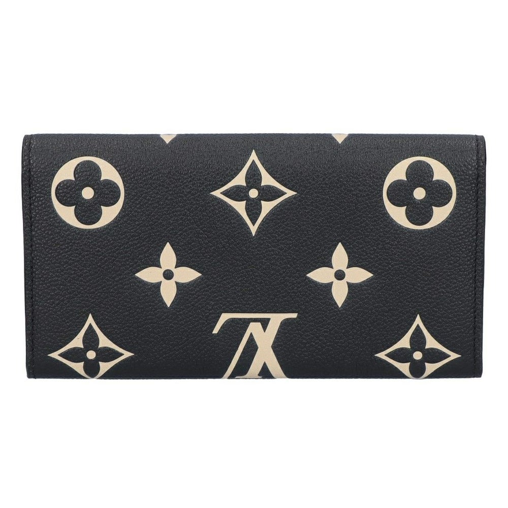 ルイヴィトン LOUIS VUITTON 長財布 フラップ財布 アンプラント M80496 ポルトフォイユ･サラ ブラック ベージュ