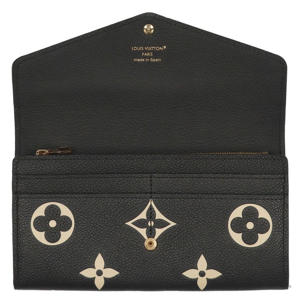 ルイヴィトン LOUIS VUITTON 長財布 フラップ財布 アンプラント M80496 ポルトフォイユ･サラ ブラック ベージュ