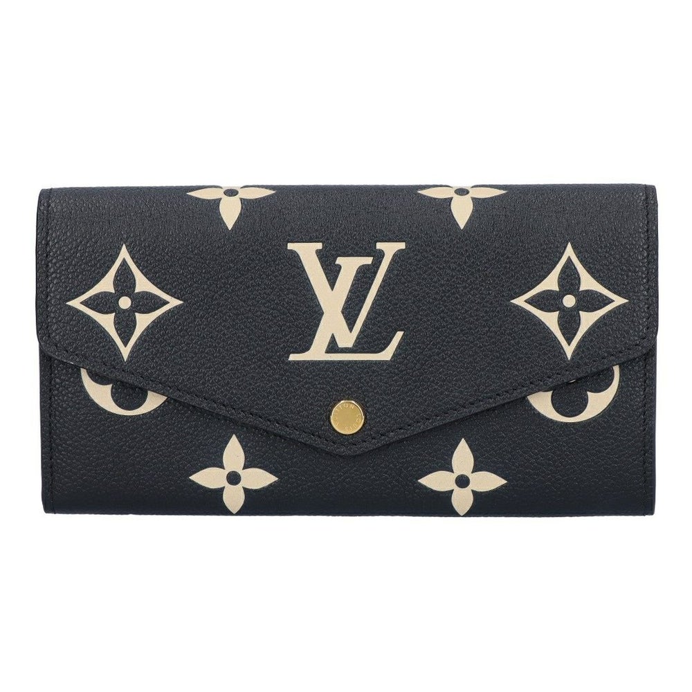 ルイヴィトン LOUIS VUITTON 長財布 フラップ財布 アンプラント M80496 ポルトフォイユ･サラ ブラック ベージュ