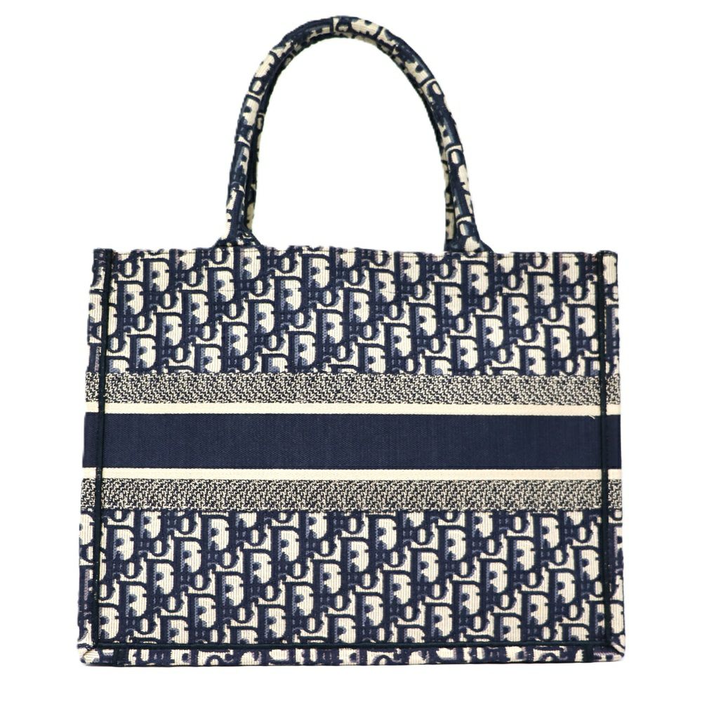 【リユース品】 ディオール DIOR バッグ トートバッグ ブックトート ミディアム ネイビー/ホワイト 【お取り寄せ】