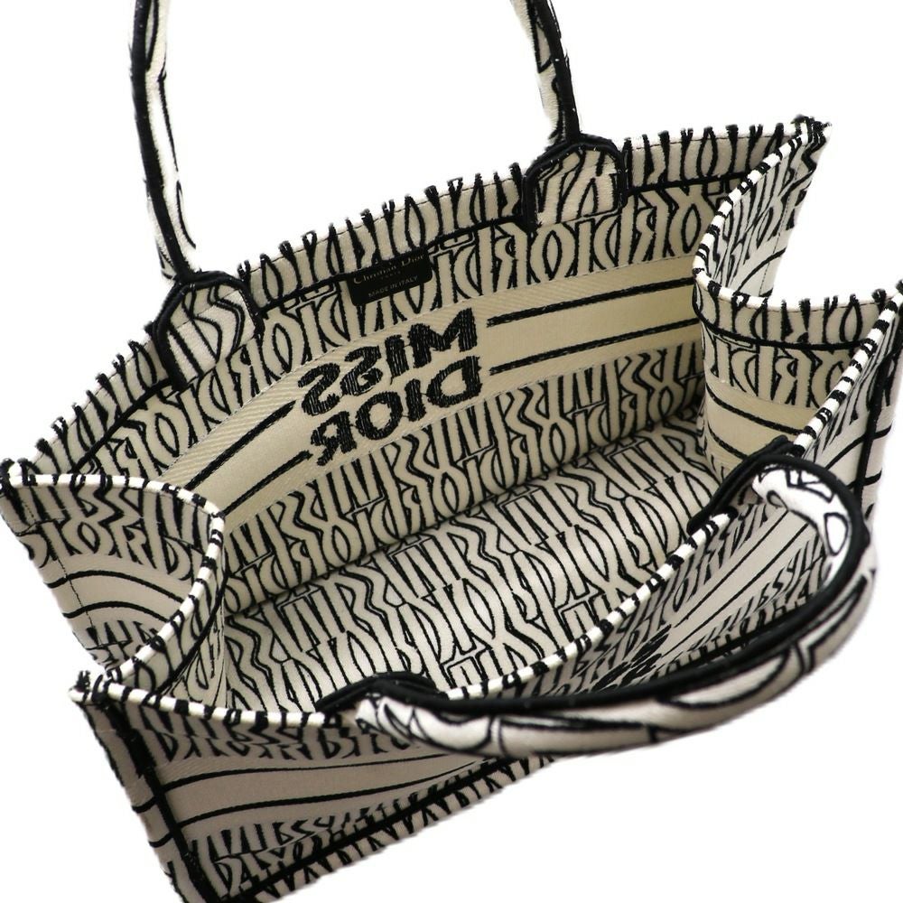 【リユース品】 ディオール DIOR バッグ トートバッグ ブックトート ミディアム ホワイト/ブラック 【お取り寄せ】