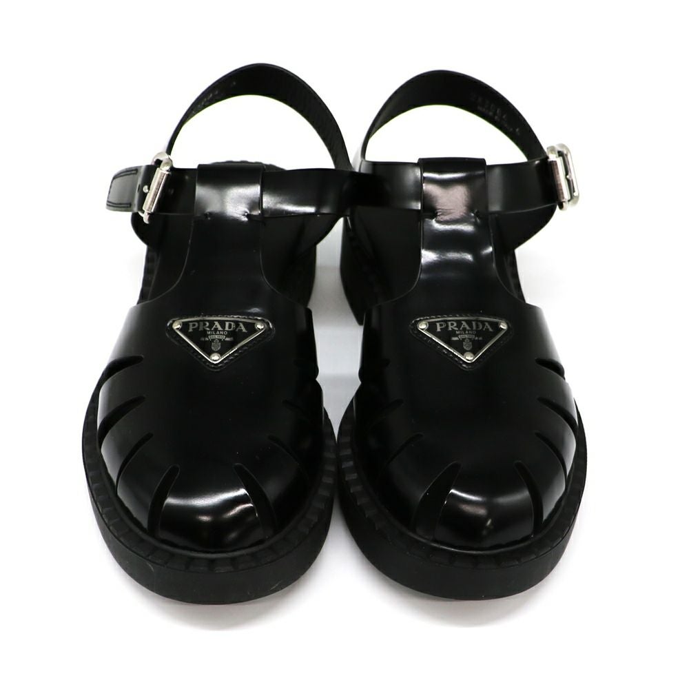 【リユース品】 プラダ PRADA 靴 サンダル ブラッシュドレザー フィッシャーマンサンダル ブラック 【お取り寄せ】